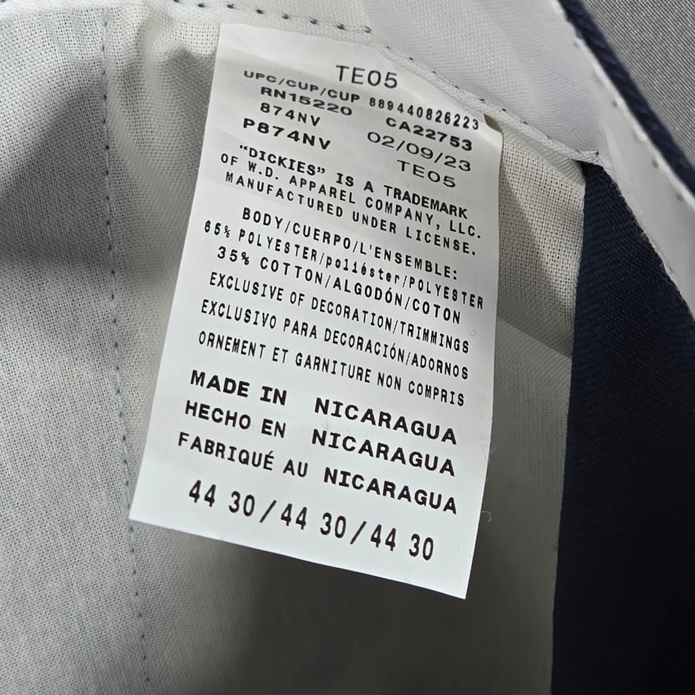 Dickies 874 Original Fit Work Pant Mens 44x30 Navy Blue NEW Performance Workwear - Picture 8 of 8